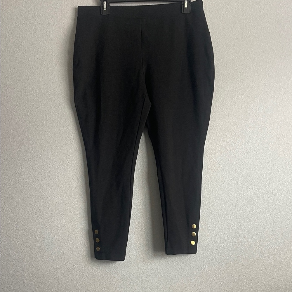 Chico's Black Cropped Pants with Gold Button Detail